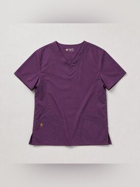 Women's / Men’s (Unisex) - V-Neck Short Sleeve Scrub Top in Plum